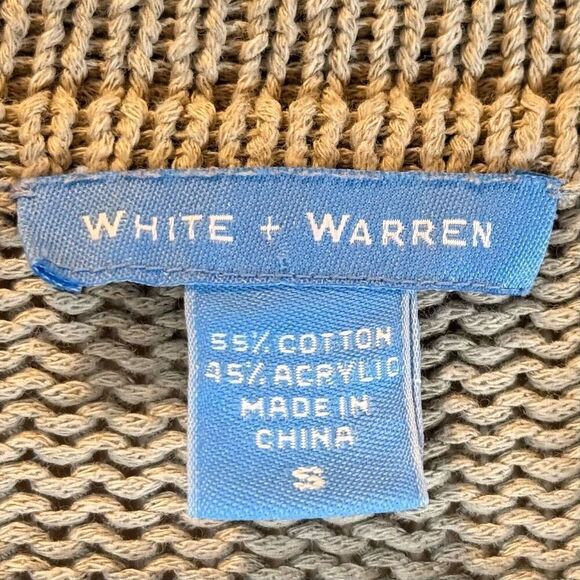 White + Warren Stone Gray Knitted Button Up Collared Cardigan Women's Size Small - Picture 4 of 8